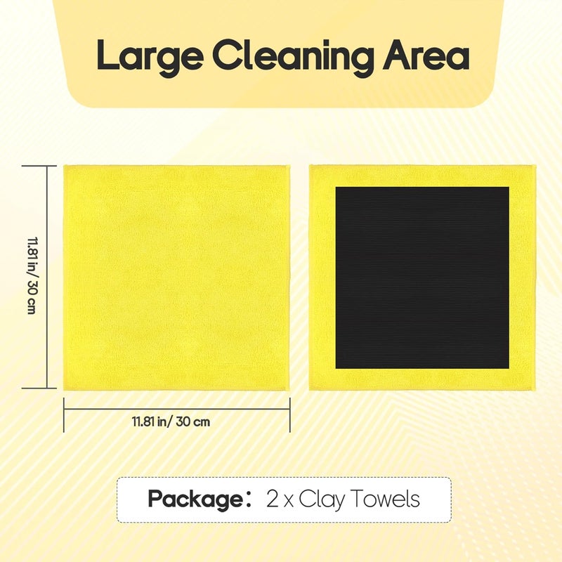 Anglekai 2PCS Clay Towel Auto Detailing, Clay Bar Towel Cloth Auto Detailing for Car (12 x 12 in) (Yellow) - Image 2